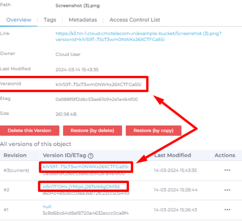 Enable tính năng Versioning cho S3 bucket | CMC Cloud