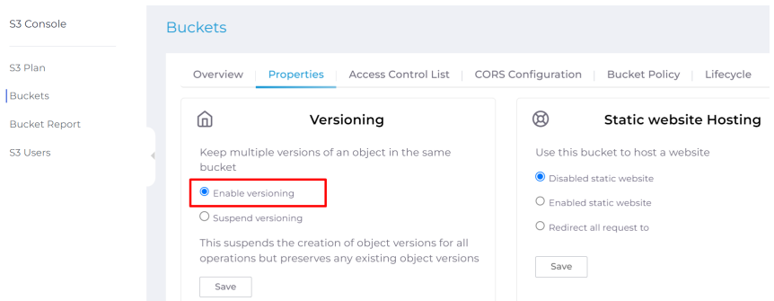 Enable tính năng Versioning cho S3 bucket | CMC Cloud